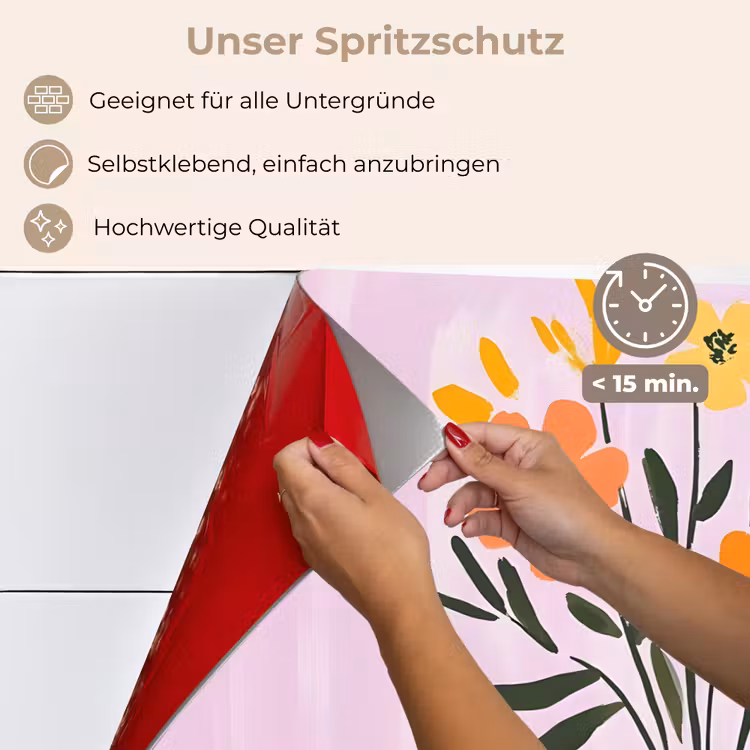 Vaas - Gestreept - Bloemen - Oranje keuken achterwand spatscherm klein -spatscherm_DE