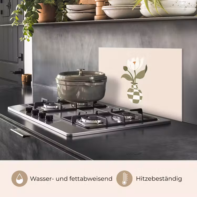 Vaas - Geruit - Bloem - Groen keuken achterwand spatscherm klein -usp_DE
