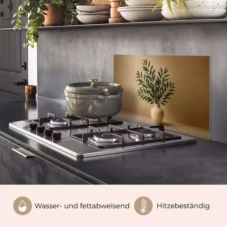 Vaas - Olijftakken - Bladeren - Beige keuken achterwand spatscherm klein -usp_DE