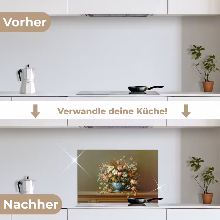 Vaas - Pastel - Kleuren - Bloemen keuken achterwand spatscherm klein -voor_na_DE