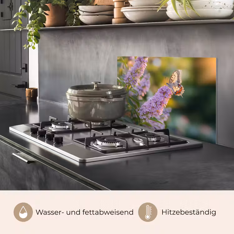 Sierlijke - Vlinder - Paarse - Bloemen keuken achterwand spatscherm klein -usp_DE