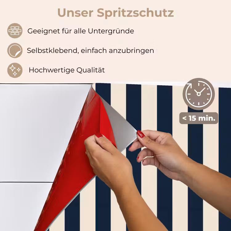 Verticale strepen - Blauw - Crème keuken achterwand spatscherm klein 900 -spatscherm_DE