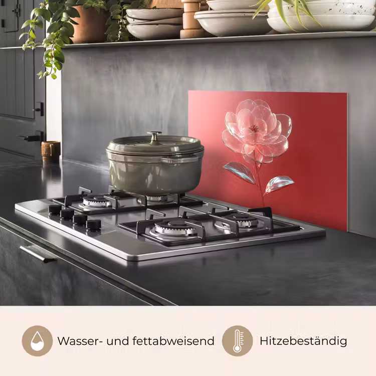Sierlijk - Bloem - Roze - Glazen keuken achterwand spatscherm klein -usp_DE