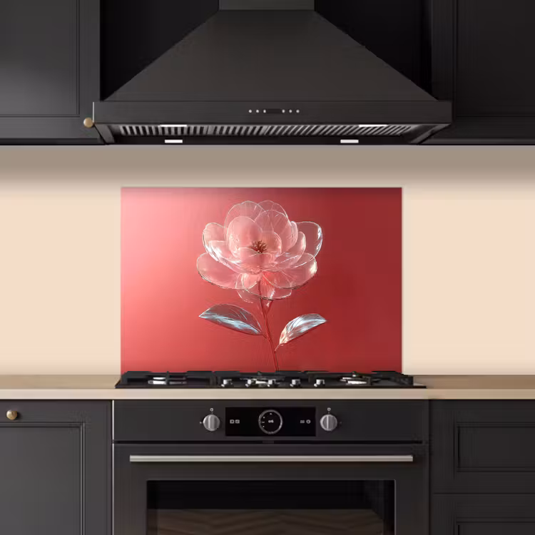 Sierlijk - Bloem - Roze - Glazen keuken achterwand spatscherm klein -sfeer1