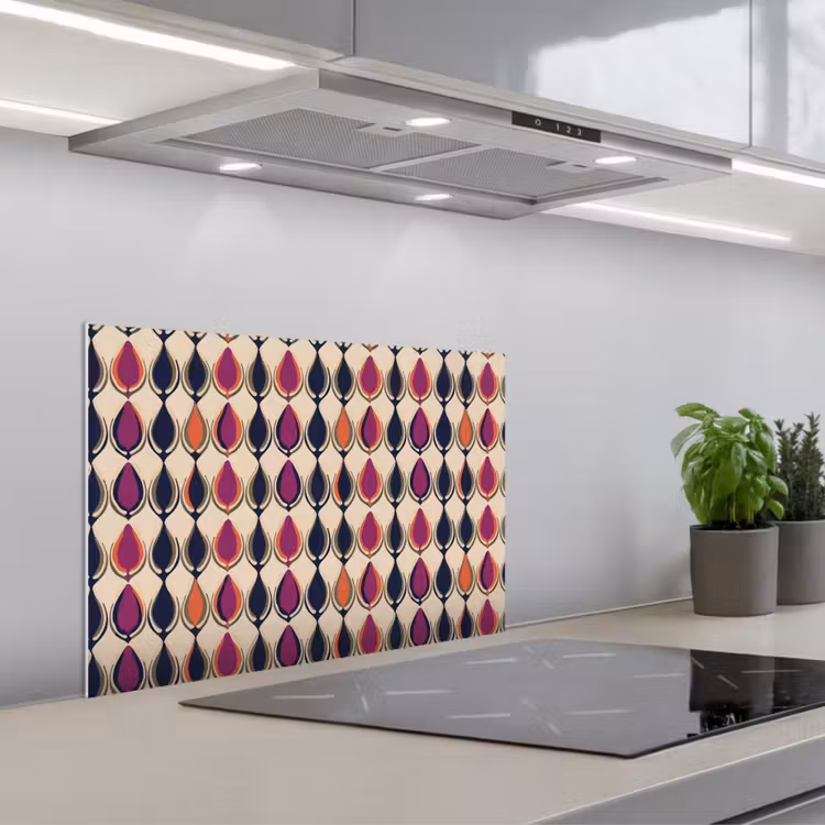 Vintage - Retro - Kleurrijk keuken achterwand spatscherm klein 900 -3d_schuin