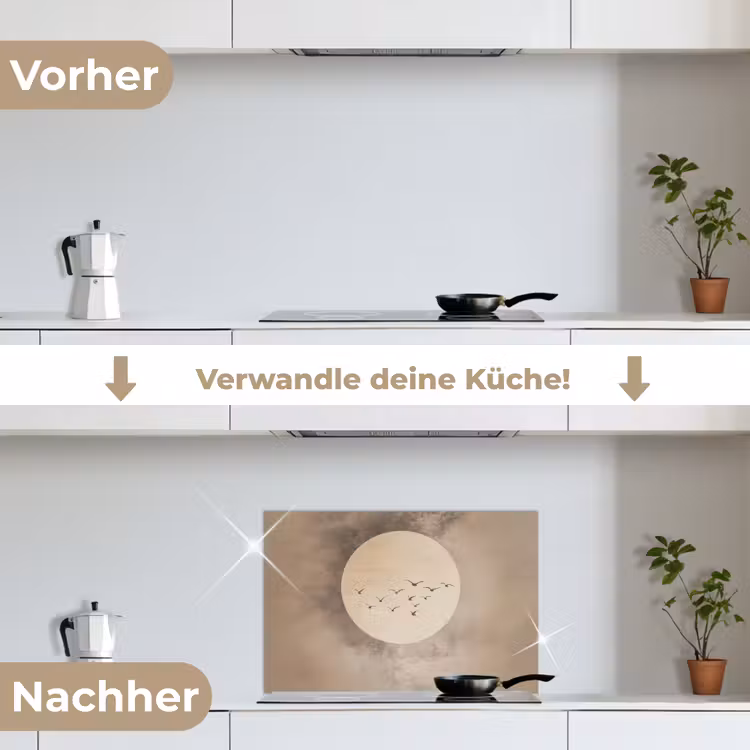 Vogel - Beige - Japandi keuken achterwand spatscherm klein -voor_na_DE