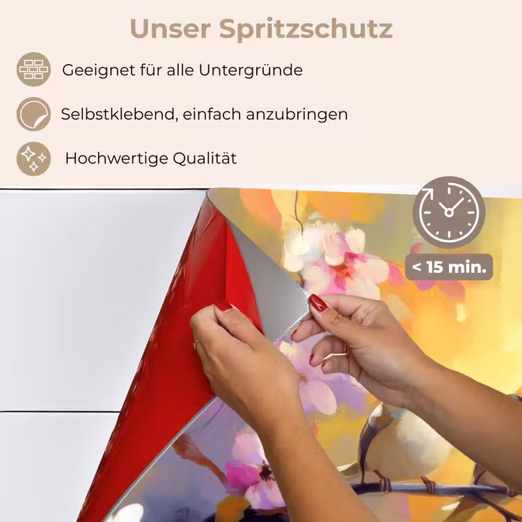 Vogels - Bloemen - Roze keuken achterwand spatscherm klein -spatscherm_DE