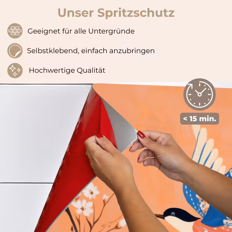 Vogel - Bloesemtakken - Warm - Kleurrijk keuken achterwand spatscherm klein -spatscherm_DE