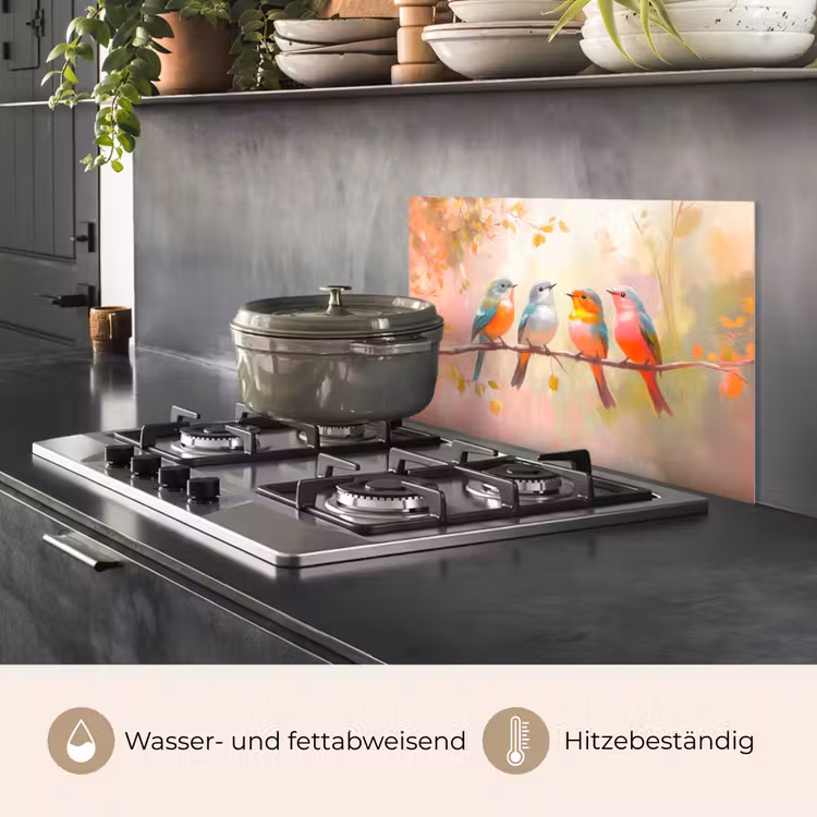 Vogels - Kleurrijk - Tak keuken achterwand spatscherm klein -usp_DE