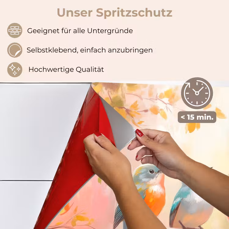 Vogels - Kleurrijk - Tak keuken achterwand spatscherm klein -spatscherm_DE