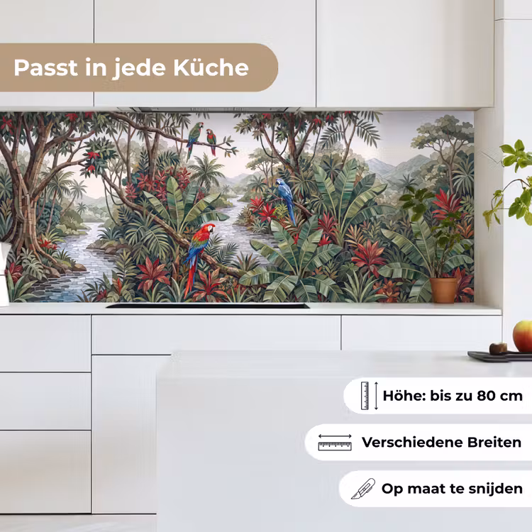 Vogel - Jungle - Natuur - Mozaïek - Groen keuken achterwand 2 middel -sfeer4_DE