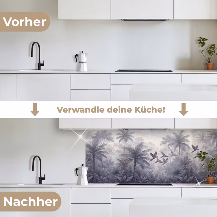 Vogel - Vliegend - Jungle - Vintage - Dieren keuken achterwand 2 middel -voor-na_DE