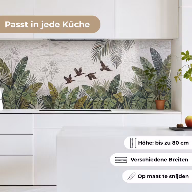 Vogel - Vliegend - Tropisch - Mozaïek - Groen keuken achterwand 2 middel -sfeer4_DE