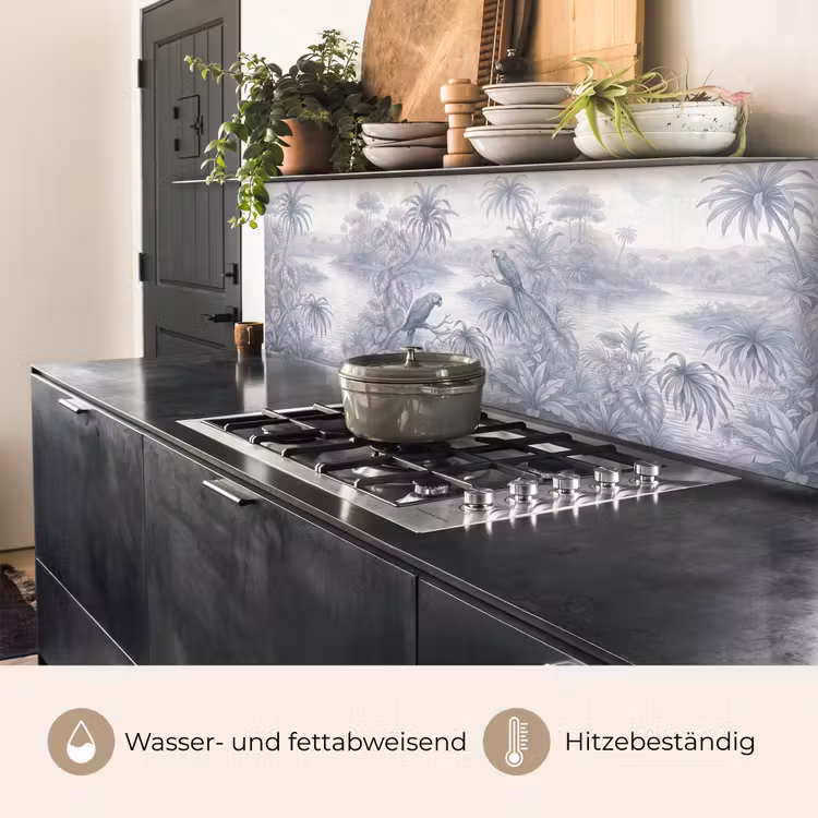 Vogel - Rivier - Tropisch - Illustratie - Blauw keuken achterwand 2 middel -usp_DE