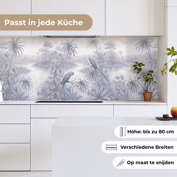 Vogel - Rivier - Tropisch - Illustratie - Blauw keuken achterwand 2 middel -sfeer4_DE