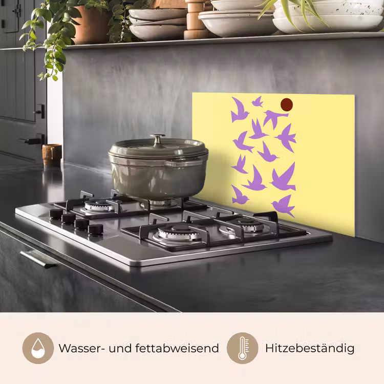 Vogels - Cirkel - Geel - Beweging keuken achterwand spatscherm klein -usp_DE
