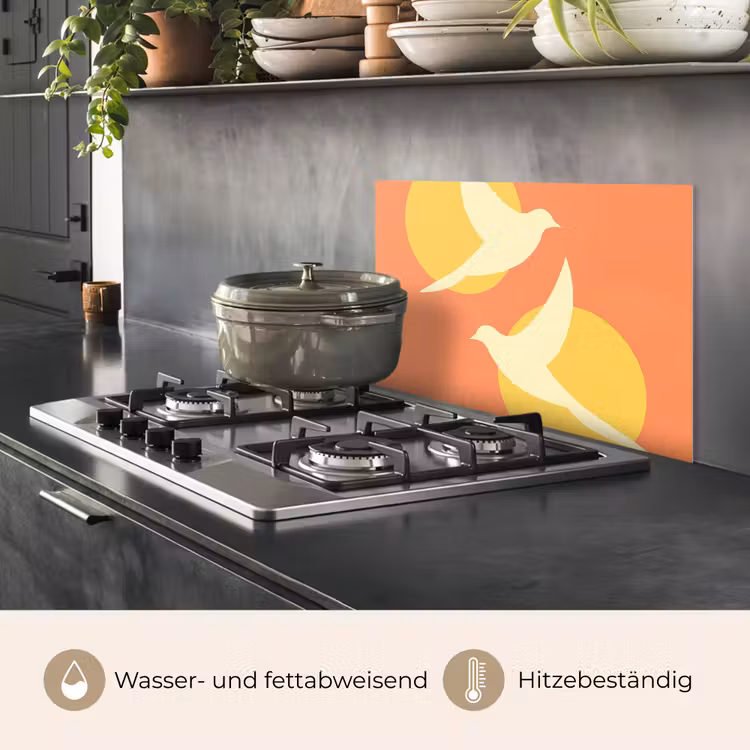 Vogels - Cirkels - Geel keuken achterwand spatscherm klein -usp_DE