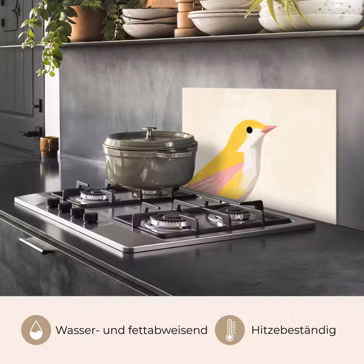 Vogel - Minimalistisch - Geel keuken achterwand spatscherm klein -usp_DE