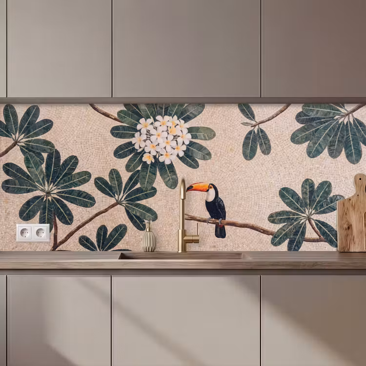 Vogel - Mozaïek - Tropisch - Natuur - Kleurrijk keuken achterwand 2 middel zz_3dshopping