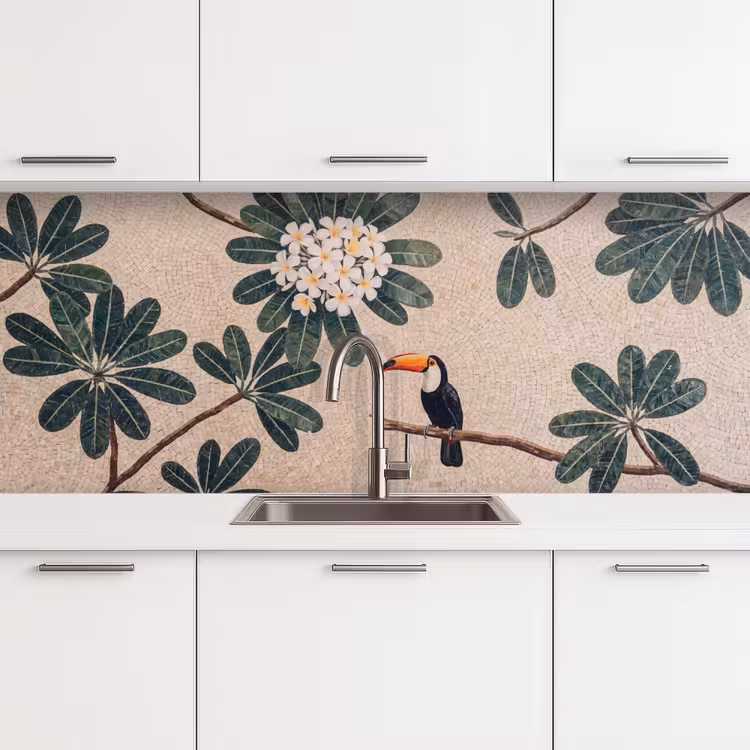 Vogel - Mozaïek - Tropisch - Natuur - Kleurrijk keuken achterwand 2 middel -3d