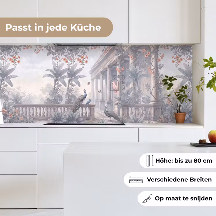 Vogel - Pauw - Architectuur - Klassiek - Groen keuken achterwand 2 middel -sfeer4_DE