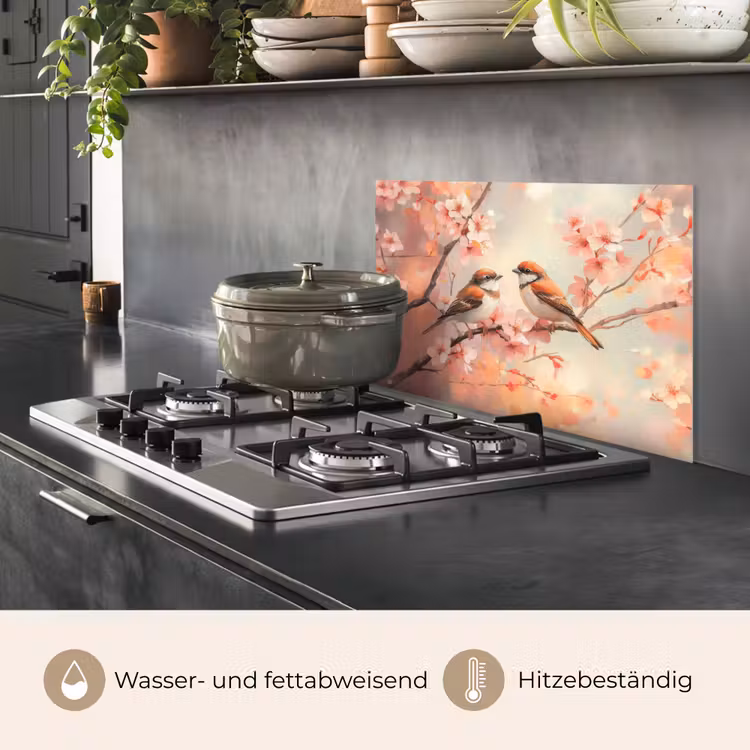 Vogels - Romantic - Bloesemtak keuken achterwand spatscherm klein -usp_DE