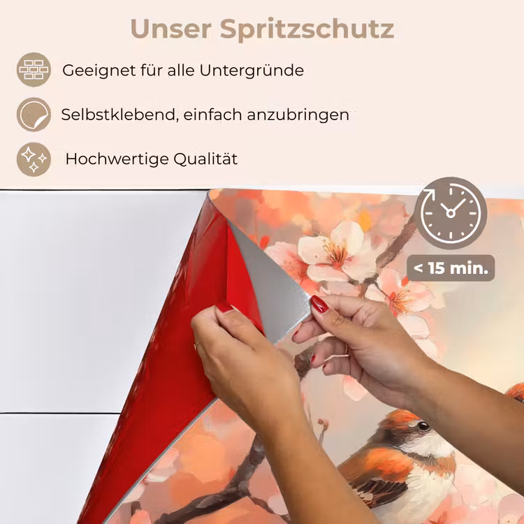 Vogels - Romantic - Bloesemtak keuken achterwand spatscherm klein -spatscherm_DE