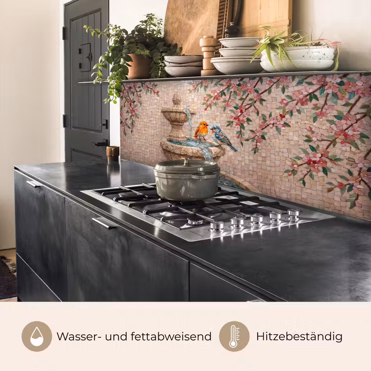 Vogel - fontein - mozaiek - kleurrijk - dieren keuken achterwand 2 middel -usp_DE