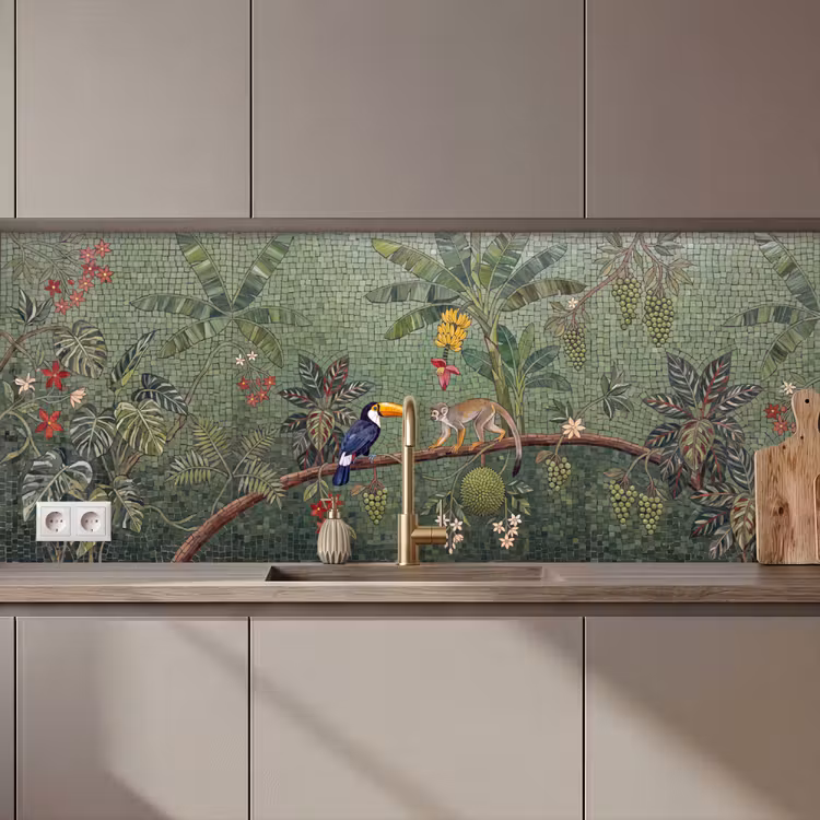 Vogel - Dier - Jungle - Mozaïek - Natuur keuken achterwand 2 middel zz_3dshopping
