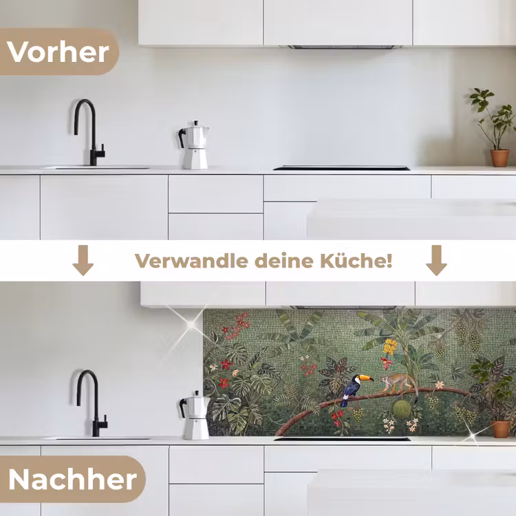 Vogel - Dier - Jungle - Mozaïek - Natuur keuken achterwand 2 middel -voor-na_DE