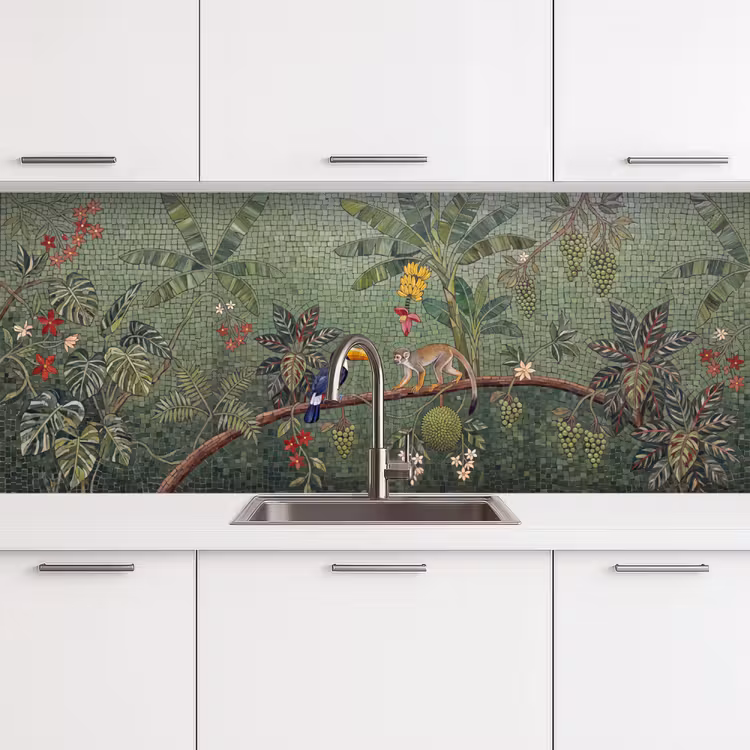 Vogel - Dier - Jungle - Mozaïek - Natuur keuken achterwand 2 middel -3d