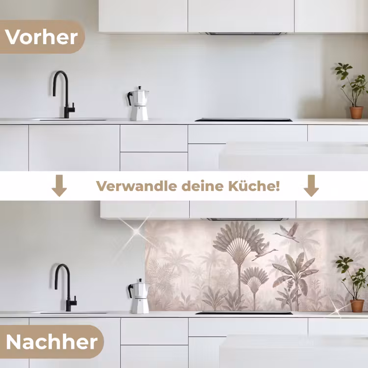 Vogel - Tropisch - Jungle - Natuur - Beige keuken achterwand 2 middel -voor-na_DE