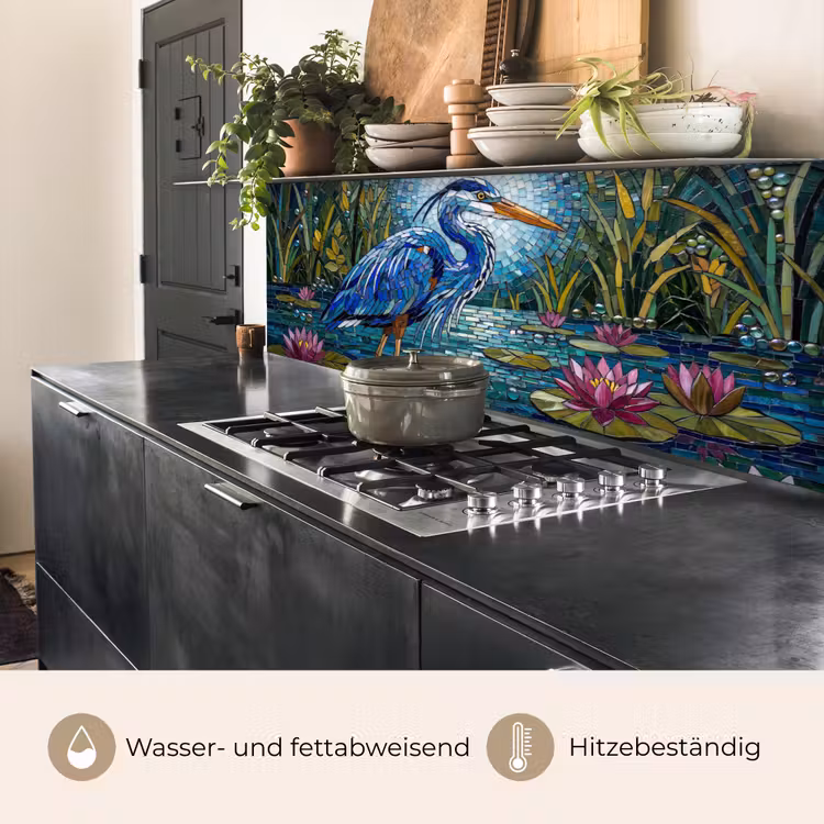 Vogel - Water - Natuur - Abstract - Blauw keuken achterwand 2 middel -usp_DE