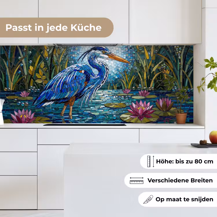 Vogel - Water - Natuur - Abstract - Blauw keuken achterwand 2 middel -sfeer4_DE