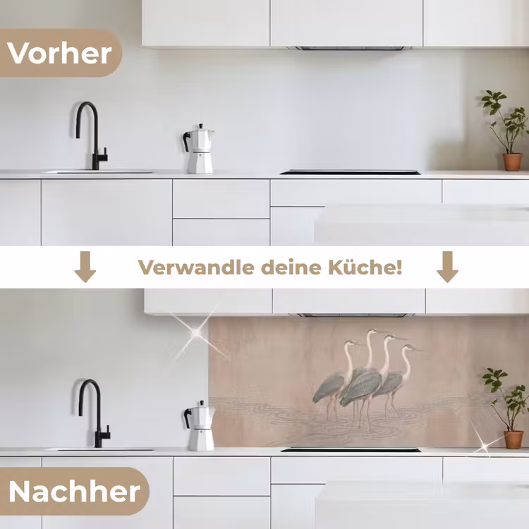 Vogel - Water - Natuur - Vintage keuken achterwand 2 middel -voor-na_DE