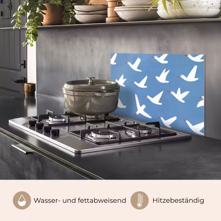 Vogels - Wit - Patroon keuken achterwand spatscherm klein -usp_DE
