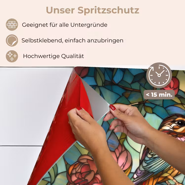 Vogel - Tak - Rozen - Mozaïek keuken achterwand spatscherm klein -spatscherm_DE