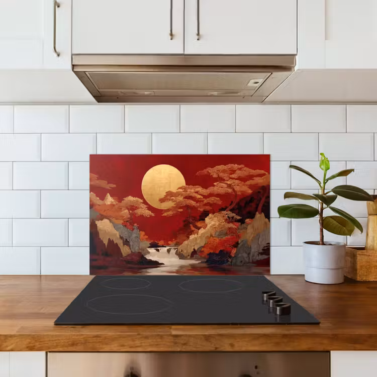 Volle maan - Landschap - Waterval keuken achterwand spatscherm klein -sfeer2