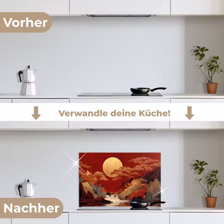 Volle maan - Landschap - Waterval keuken achterwand spatscherm klein -voor_na_DE