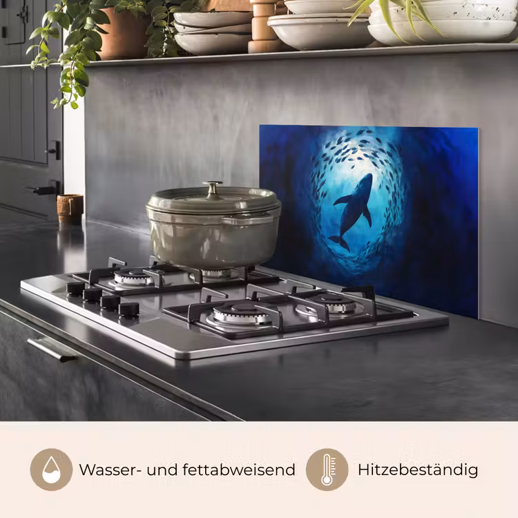 Walvis - Vissen - Donkerblauw keuken achterwand spatscherm klein -usp_DE