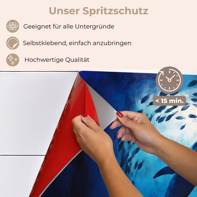 Walvis - Vissen - Donkerblauw keuken achterwand spatscherm klein -spatscherm_DE