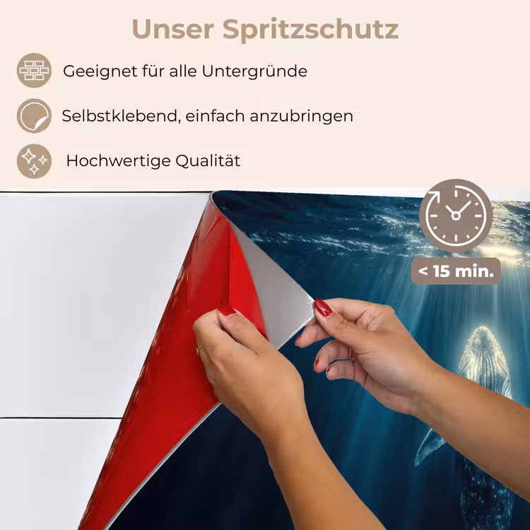 Walvis - Water - Zonnestralen - Blauw keuken achterwand spatscherm klein -spatscherm_DE