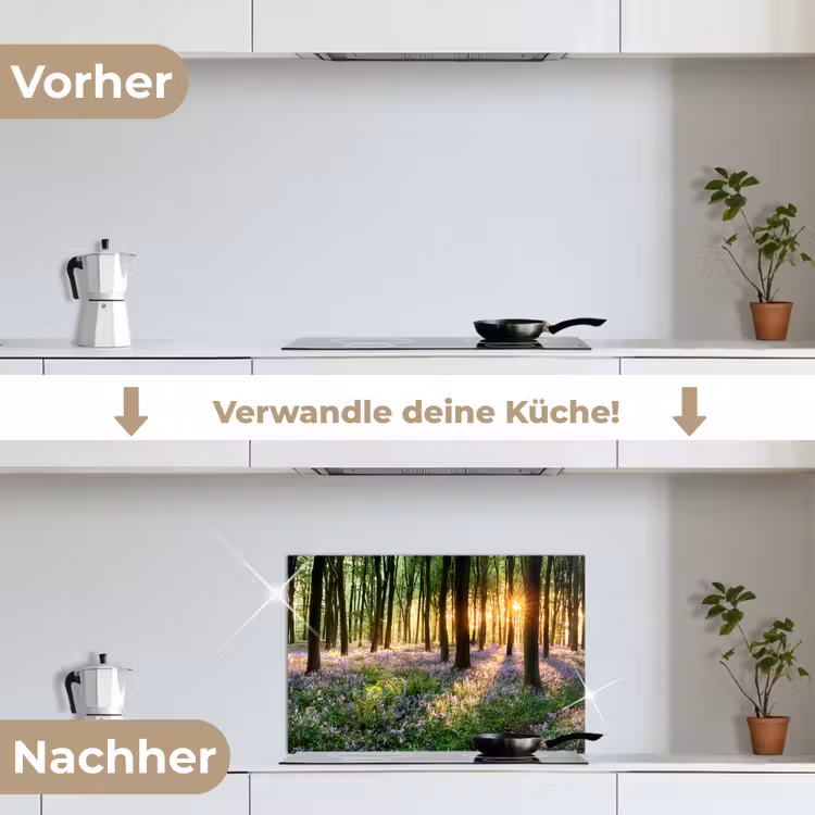 Bos - Bloemen - Lavendel - Zon - Paars - Natuur keuken achterwand spatscherm klein -voor_na_DE