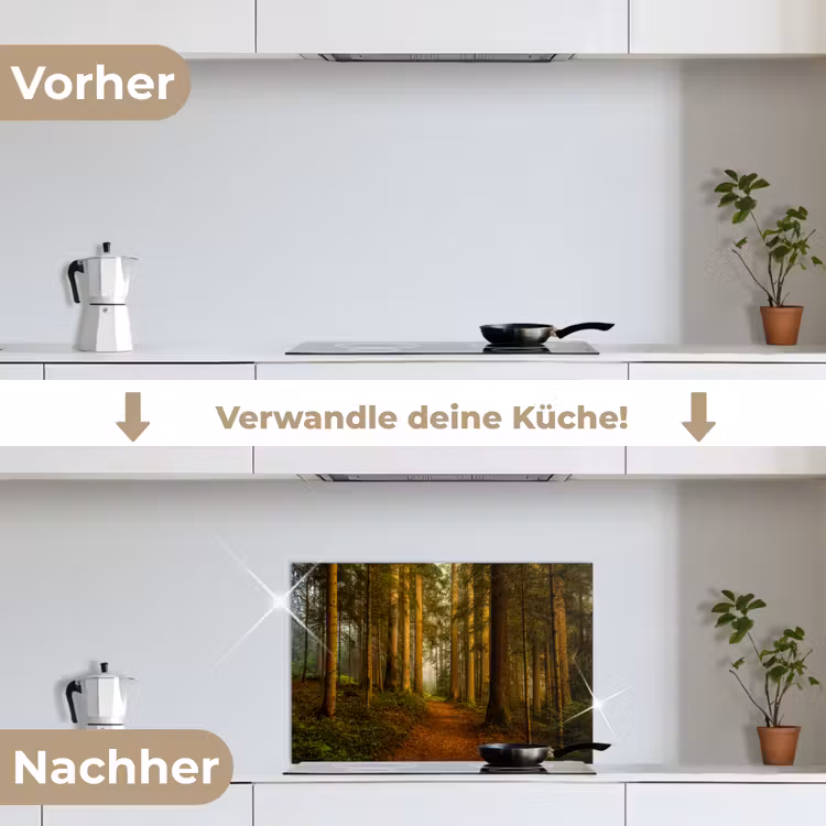 Bos - Natuur - Bomen - Landschap - Bladeren keuken achterwand spatscherm klein -voor_na_DE