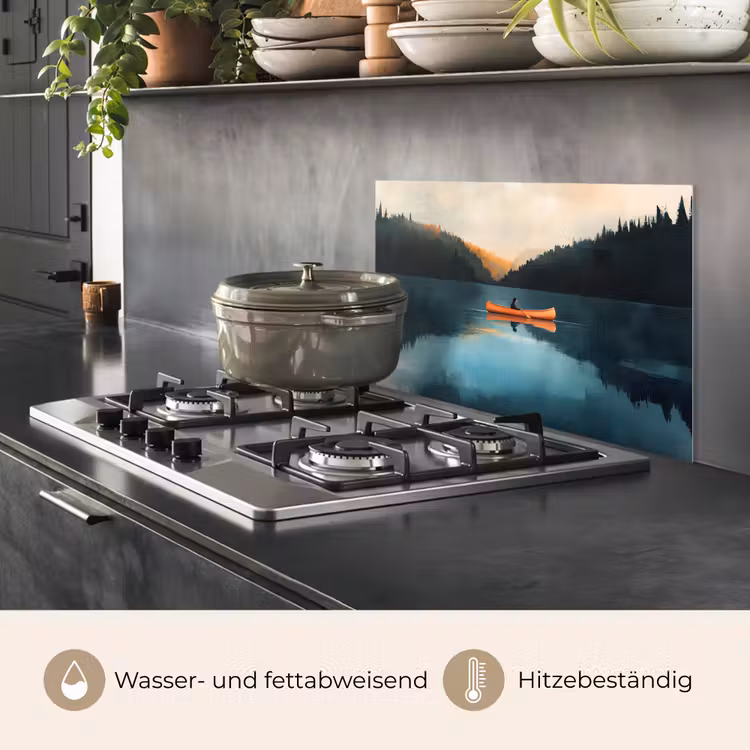 Bossen - Meer - Kano - Oranje keuken achterwand spatscherm klein -usp_DE