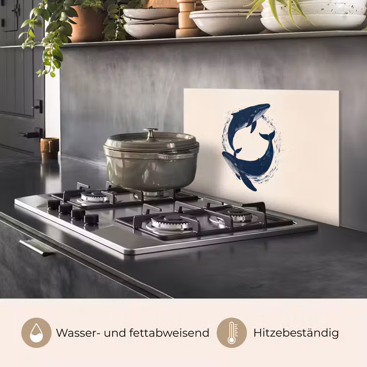 Walvissen - Spetters - Cirkel - Donkerblauw keuken achterwand spatscherm klein -usp_DE