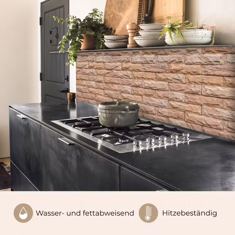 Muur - Steen - Ruw - Textuur - Beige keuken achterwand 2 middel -usp_DE