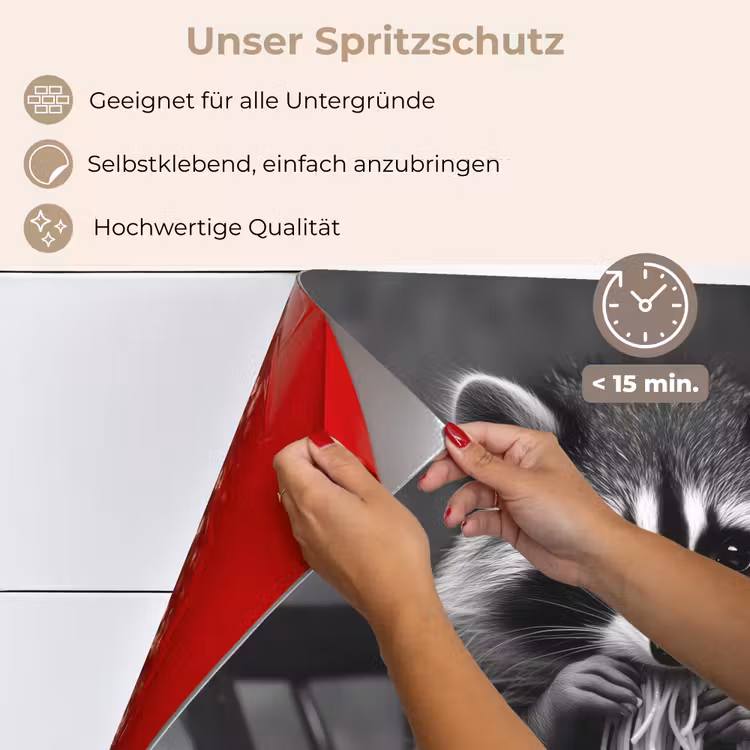Wasbeer - Cute - Pasta - Tafelkleed - Zwart - Wit keuken achterwand spatscherm klein -spatscherm_DE