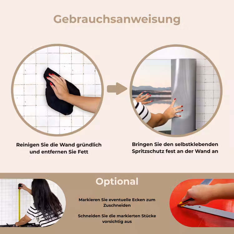 Water - Bomen - Mistlaag keuken achterwand spatscherm klein -gebruiksaanwijzing_DE