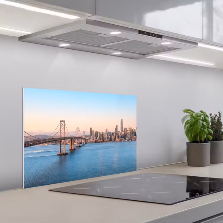 Water - Brug - Skyline - Modern keuken achterwand spatscherm klein -3d_schuin